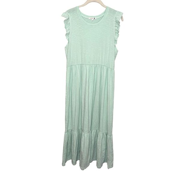 Sundry Dress Womens Size 3 Large Mint Green Ruffle Maxi Sleeveless Made USA - Picture 1 of 9